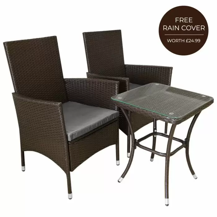 Jardi Jardí Rattan Bistro Set Brown 5 Jardi Jardí Rattan Bistro Set Brown - Image 3