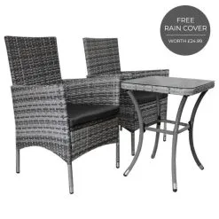 Jardi Jardí Rattan Bistro Set Grey -Parasol Shop 26107 dark grey rattan bistro set 016 uk 1 1