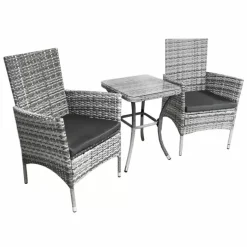 Monster Shop Jardí Rattan Bistro Set Light Grey