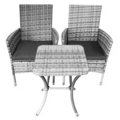 Monster Shop Jardí Rattan Bistro Set Light Grey -Parasol Shop 26108 light grey rattan bistro set 006 1 2