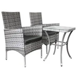 Monster Shop Jardí Rattan Bistro Set Light Grey -Parasol Shop 26108 light grey rattan bistro set 013 1 2
