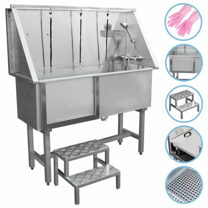 MonsterShop Pet Dog Bath Steel Tub Washing Station 400mm 3 MonsterShop Pet Dog Bath Steel Tub Washing Station 400mm