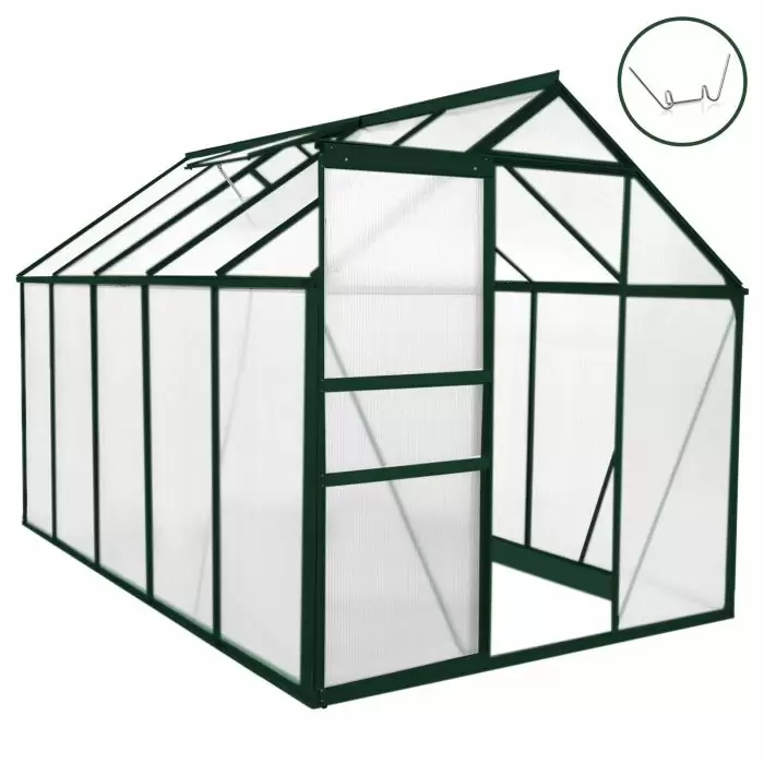 Monster Shop Greenhouse Polycarbonate 6ft X 10ft (Green) 4 Monster Shop Greenhouse Polycarbonate 6ft X 10ft (Green) - Image 2