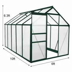 Monster Shop Greenhouse Polycarbonate 6ft X 10ft (Green) 11 Monster Shop Greenhouse Polycarbonate 6ft X 10ft (Green) -Parasol Shop 26546 6x10 green greenhouse no base 003 2nd.jpg.mst