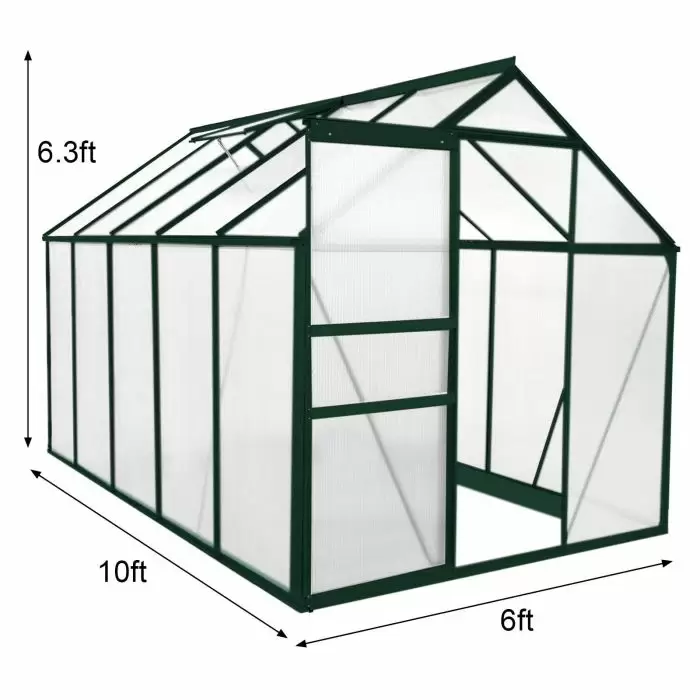 Monster Shop Greenhouse Polycarbonate 6ft X 10ft (Green) 6 Monster Shop Greenhouse Polycarbonate 6ft X 10ft (Green) - Image 4