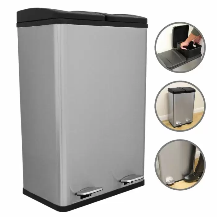 MonsterShop 60L Dual Pedal Bin In Stainless Steel 7 MonsterShop 60L Dual Pedal Bin In Stainless Steel - Image 5