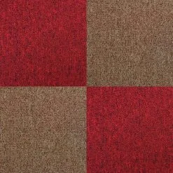 MonsterShop 40 X Carpet Tiles 10m2 / Scarlet Red & Sand -Parasol Shop 26788.1