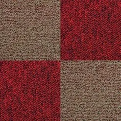 MonsterShop 40 X Carpet Tiles 10m2 / Scarlet Red & Sand
