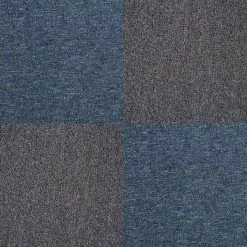 MonsterShop 40 X Carpet Tiles 10m2 / Storm Blue & Charcoal Black