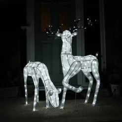 MonsterShop Large Light Up Stag & Doe Reindeer Set