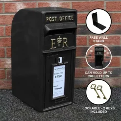 MonsterShop Black Royal Mail Post Box -Parasol Shop 27174 black post box 000 uk.jpg.mst