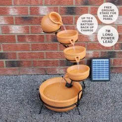MonsterShop Terracotta 4 Tier Spilling Bowls Water Feature With Aquatic Cleaner -Parasol Shop 27603 terracotta water feature 000 uk 1