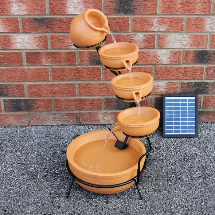 MonsterShop Terracotta 4 Tier Spilling Bowls Water Feature 5 MonsterShop Terracotta 4 Tier Spilling Bowls Water Feature - Image 3