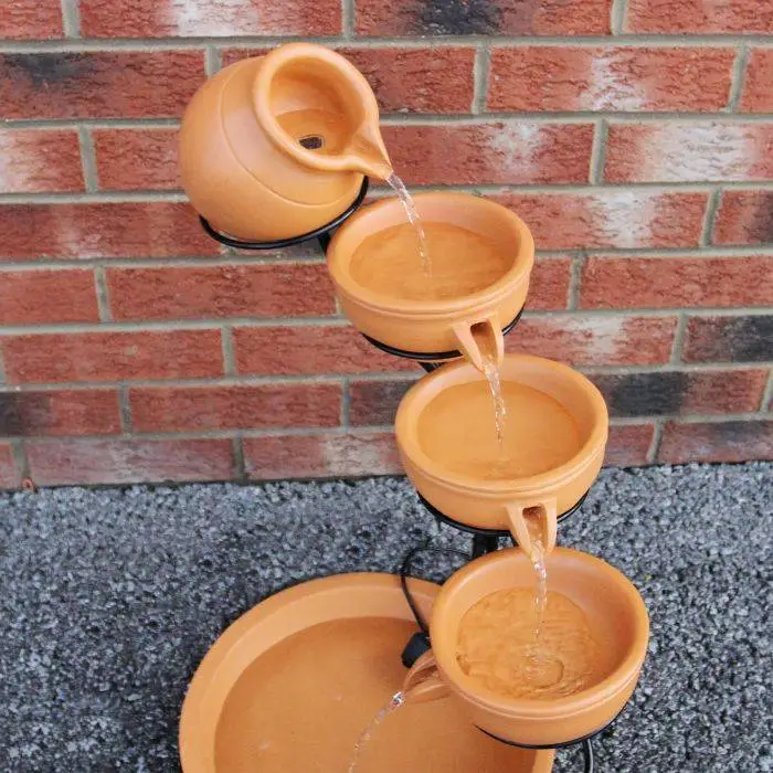 MonsterShop Terracotta 4 Tier Spilling Bowls Water Feature 7 MonsterShop Terracotta 4 Tier Spilling Bowls Water Feature - Image 5
