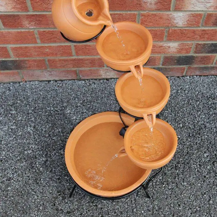 MonsterShop Terracotta 4 Tier Spilling Bowls Water Feature 8 MonsterShop Terracotta 4 Tier Spilling Bowls Water Feature - Image 6