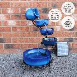 MonsterShop Blue 4 Tier Spilling Bowls Water Feature 10 MonsterShop Blue 4 Tier Spilling Bowls Water Feature -Parasol Shop 27604 blue water feature 000 uk