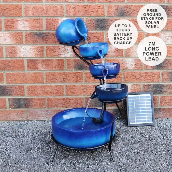 MonsterShop Blue 4 Tier Spilling Bowls Water Feature 5 MonsterShop Blue 4 Tier Spilling Bowls Water Feature - Image 3