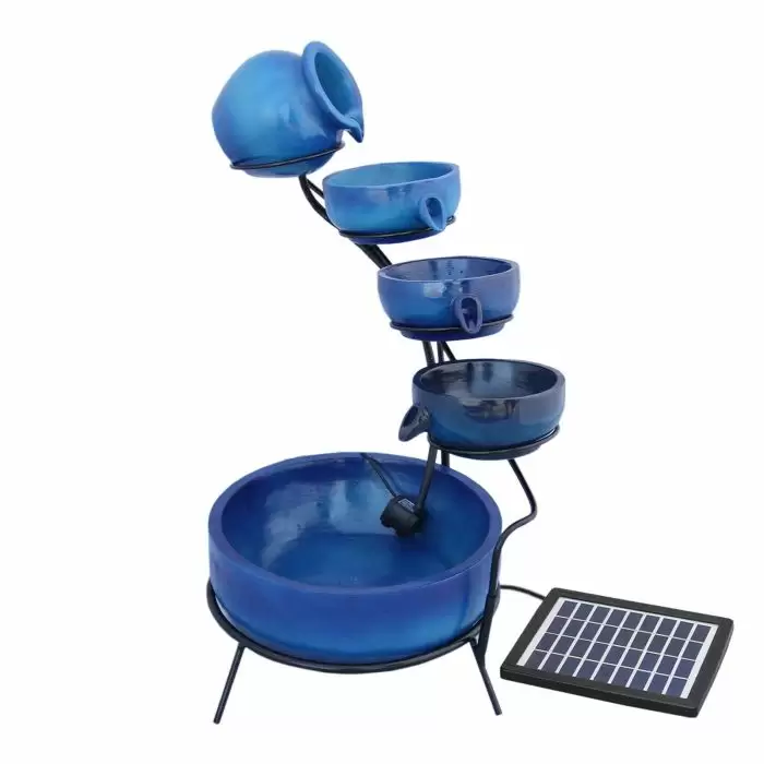 MonsterShop Blue 4 Tier Spilling Bowls Water Feature 3 MonsterShop Blue 4 Tier Spilling Bowls Water Feature