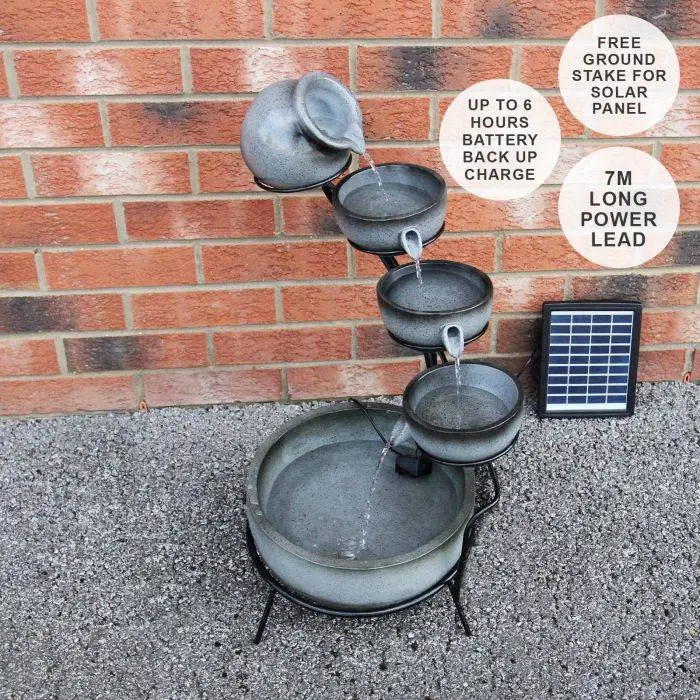 MonsterShop Grey 4 Tier Spilling Bowls Water Feature 5 MonsterShop Grey 4 Tier Spilling Bowls Water Feature - Image 3