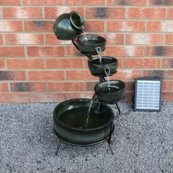 MonsterShop Green 4 Tier Spilling Bowls Water Feature -Parasol Shop 27606 green water feature 001.jpg.mst