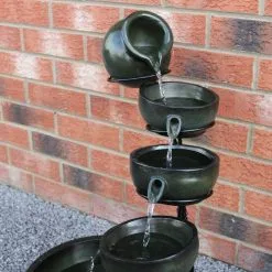 MonsterShop Green 4 Tier Spilling Bowls Water Feature With Aquatic Cleaner 10 MonsterShop Green 4 Tier Spilling Bowls Water Feature With Aquatic Cleaner -Parasol Shop 27606 green water feature 002 1