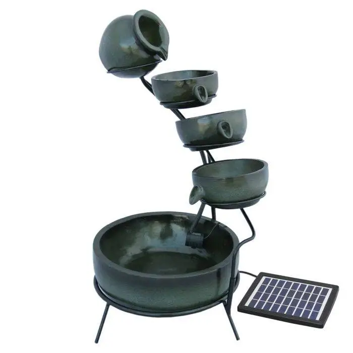 MonsterShop Green 4 Tier Spilling Bowls Water Feature With Aquatic Cleaner 3 MonsterShop Green 4 Tier Spilling Bowls Water Feature With Aquatic Cleaner
