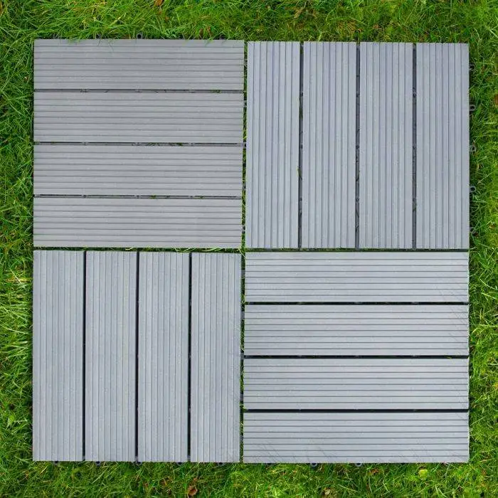 WPC Decking Floor Tiles 30x30cm - Grey 8 WPC Decking Floor Tiles 30x30cm - Grey - Image 6