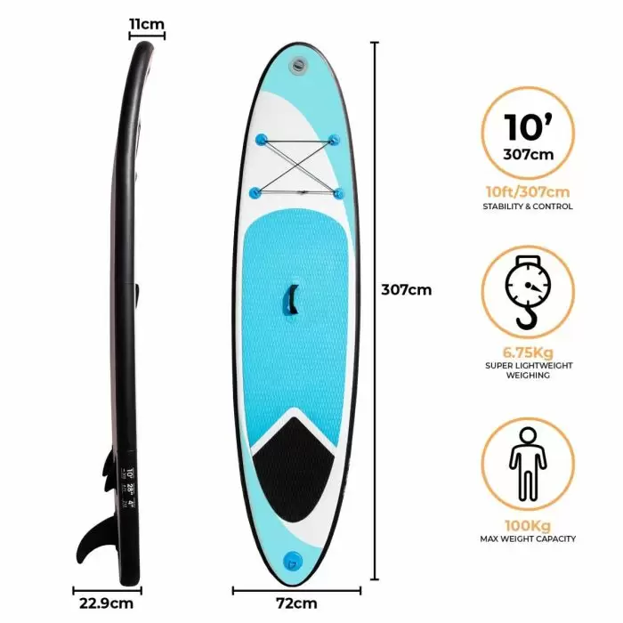Monster Shop 10ft Blue Inflatable Paddle Board 5 Monster Shop 10ft Blue Inflatable Paddle Board - Image 3