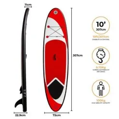 Monster Shop 10ft Red Inflatable Paddle Board -Parasol Shop 29556.3