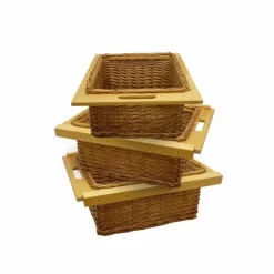 KuKoo 3 X Pull Out Wicker Kitchen Baskets 500mm