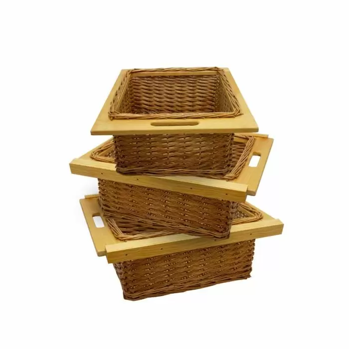 KuKoo 3 X Pull Out Wicker Kitchen Baskets 500mm 3 KuKoo 3 X Pull Out Wicker Kitchen Baskets 500mm