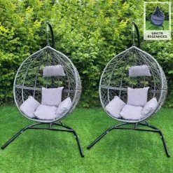 Jardi 2 Grey Egg Chairs -Parasol Shop 2 grey rattan egg chairs 28560 005 nl