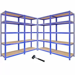 Monster Racking T-Rax Metal Storage Shelves, Blue, 90cm W, 45cm D, Set Of 4