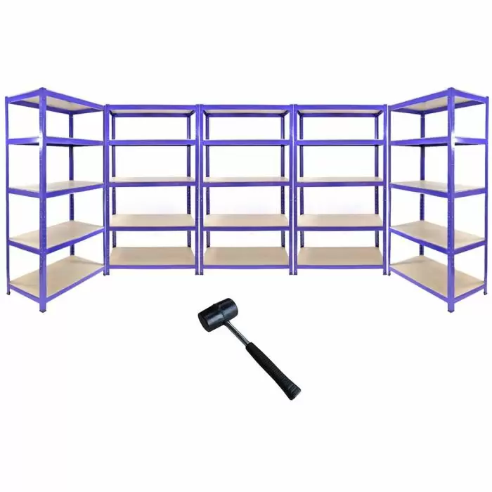 Monster Racking T-Rax Metal Storage Shelves, Blue, 90cm W, 45cm D, Set Of 5 3 Monster Racking T-Rax Metal Storage Shelves, Blue, 90cm W, 45cm D, Set Of 5