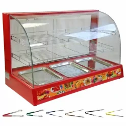 KuKoo 90cm Wide Glass Food Warmer & 6 Tongs