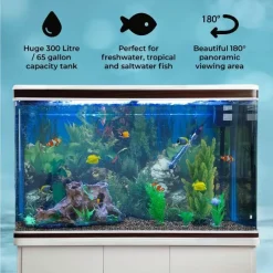 MonsterShop Aquarium Fish Tank & Cabinet With Complete Starter Kit - White Tank & Natural Gravel -Parasol Shop artwork fish tank main key features copy 5.jpg.mst