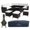 Jardi Jardí Rattan Corner Dining Set Brown & Chimenea 1 Jardi Jardí Rattan Corner Dining Set Brown & Chimenea -Parasol Shop brown rattan set chiminea 28751 001