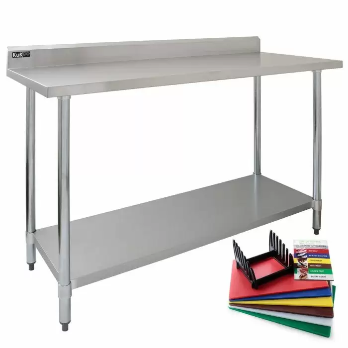 KuKoo 5ft Commercial Stainless Steel Catering Table & 6 Chopping Boards 3 KuKoo 5ft Commercial Stainless Steel Catering Table & 6 Chopping Boards