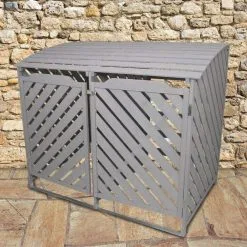 MonsterShop Grey Wash Double Wheelie Bin Storage 13 MonsterShop Grey Wash Double Wheelie Bin Storage -Parasol Shop grey wash double wheelie bin storage 4