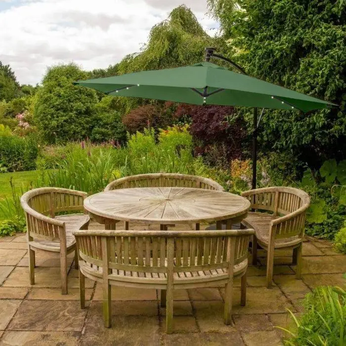 Monster Shop Green 3m LED Cantilever Parasol With Fan Base 4 Monster Shop Green 3m LED Cantilever Parasol With Fan Base - Image 2