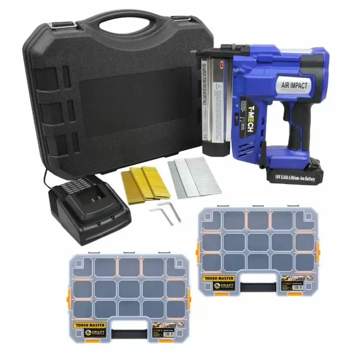 T-Mech Nail & Staple Gun And 2 Organiser Cases 3 T-Mech Nail & Staple Gun And 2 Organiser Cases