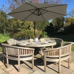 MonsterShop Beige Cantilever Parasol & Square Base -Parasol Shop parasol beige square base 28117 002