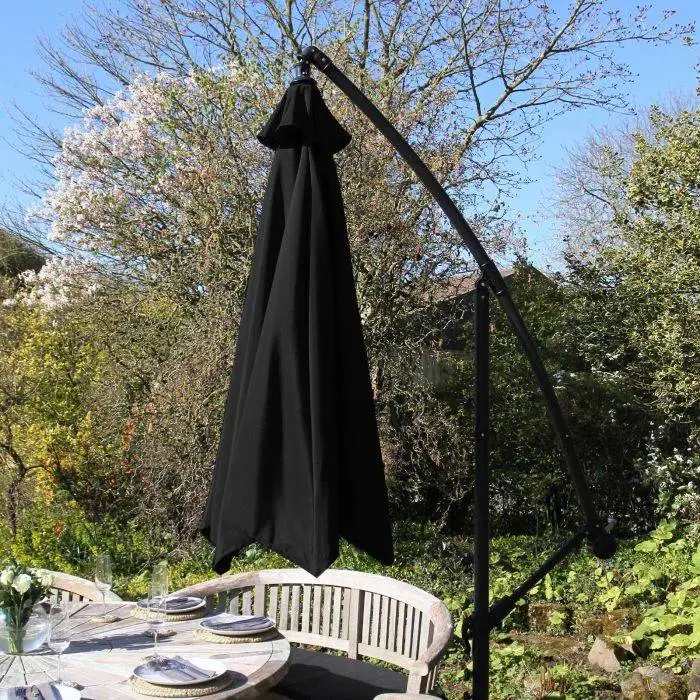 MonsterShop Black Cantilever Parasol & Square Base 6 MonsterShop Black Cantilever Parasol & Square Base - Image 4